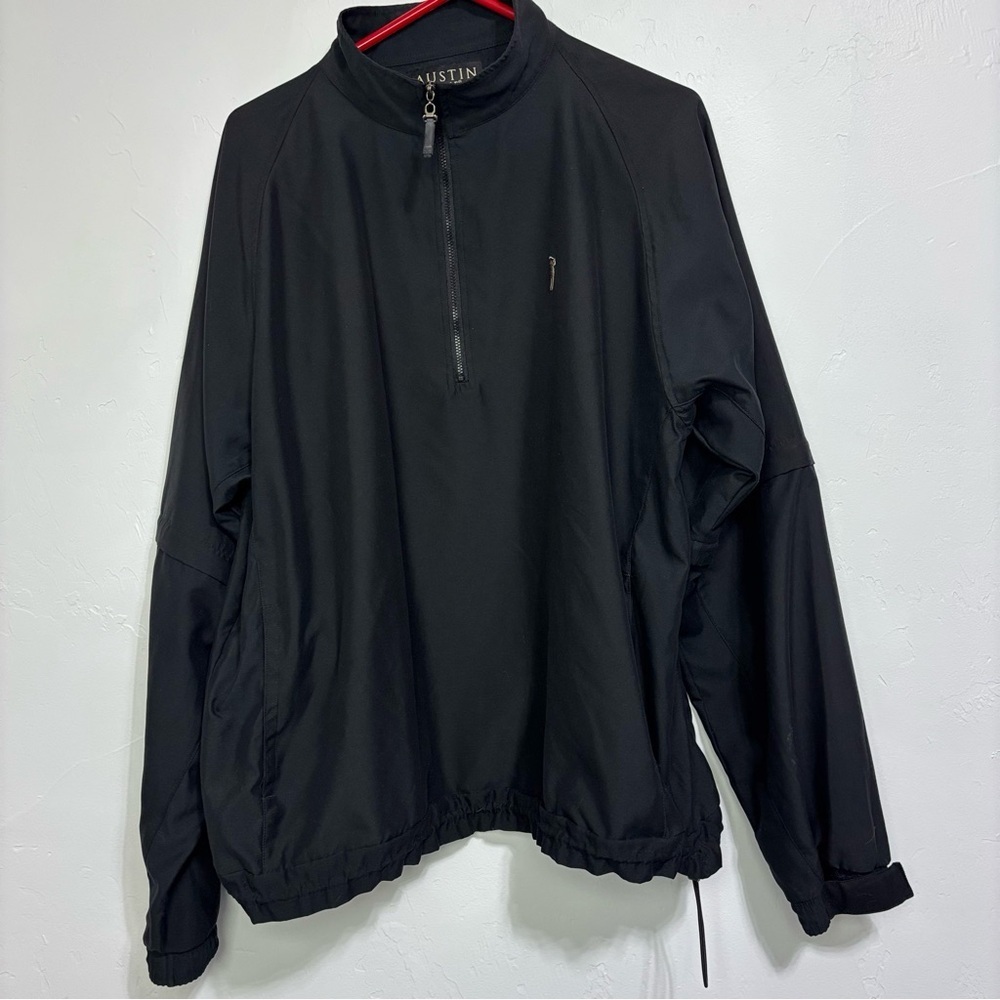 Austin Golf Men's Large Black Pullover Jacket Golf Wind Water Stain Resistant